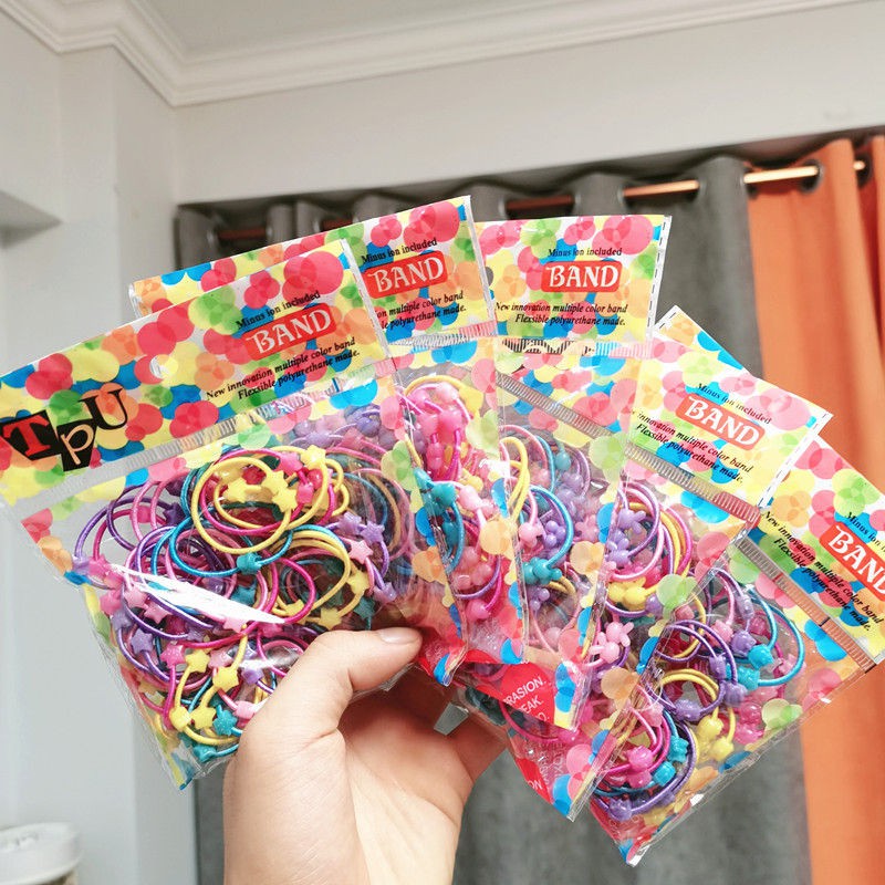 Set 50 Chun Buộc Tóc Cho Bé Nhiều Hình Cực Cute - Set 50 Chun Bé Gái