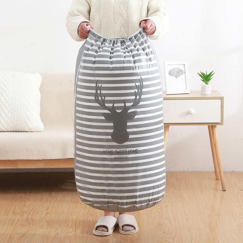 Túi Đựng Chăn Màn Quần Áo Hình Trụ Tròn Có Dây Rút Họa Tiết Cute - Túi Quần Áo Trụ Tròn