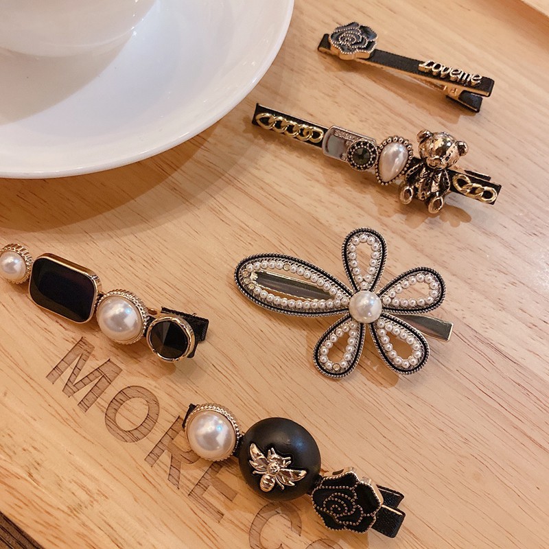 Set Kẹp Tóc Hoa Đen 5 Chi Tiết Cho Bạn Nữ - SET 5 HOA ĐEN