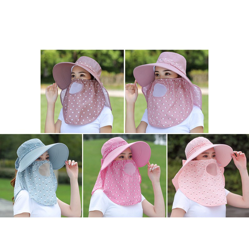 Nón Chống Nắng Vành Rộng Kèm Khẩu Trang Che Tránh Nắng Tuyệt Đối Cho Bạn Nữ - Giao Màu Ngẫu Nhiên Buôn Sỉ - GIAO MÀU NGẪU NHIÊN