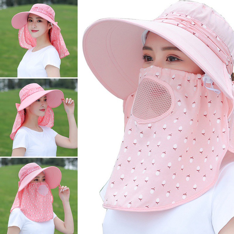 Nón Chống Nắng Vành Rộng Kèm Khẩu Trang Che Tránh Nắng Tuyệt Đối Cho Bạn Nữ - Giao Màu Ngẫu Nhiên Buôn Sỉ - GIAO MÀU NGẪU NHIÊN