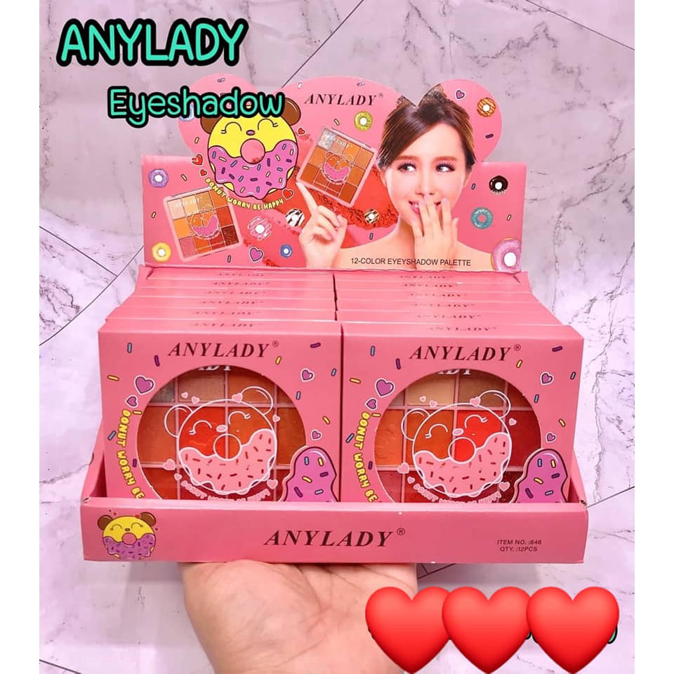 Phấn Mắt 12 Ô Nhũ Lì ANYLADY DONUT MÃ NO.846 - PHẤN MẮT ANYLADY 846