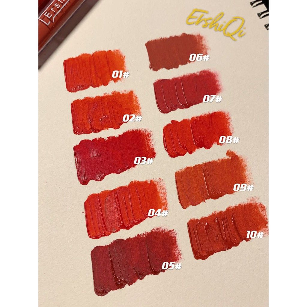 Set 10 Son Kem Lì ErShiQi Gấu Vịt Matte Matte Lip Glaze Cute Siêu Hot Siêu Rẻ Vị Hoa Quả - Set 10 Son ErSHIQI