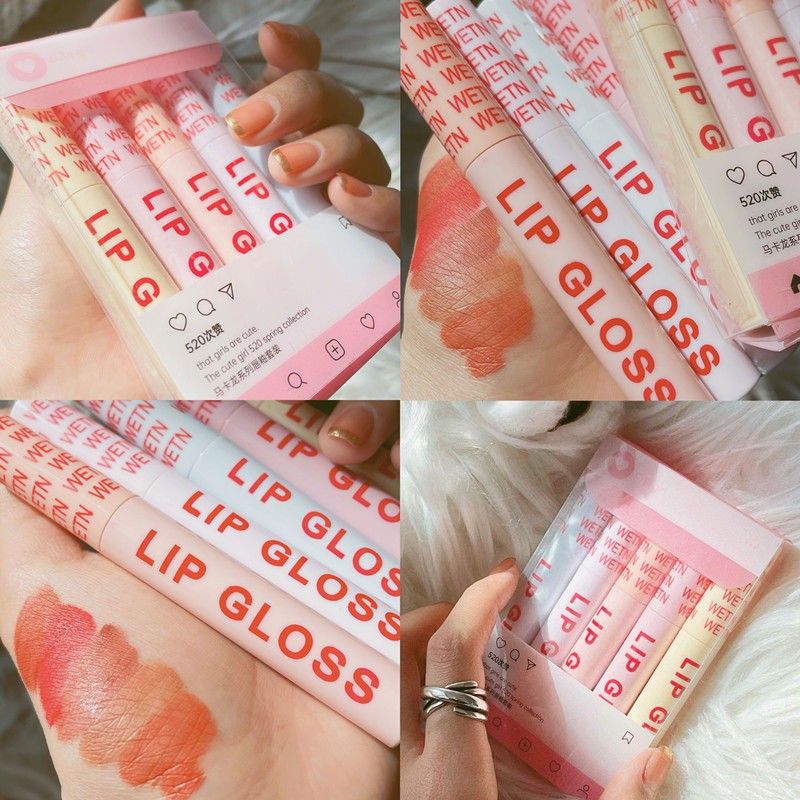 Set 5 Son Kem Lì Instagram Cute Girl LIP GLOSS Vị Caramen Hãng WETN - Set 5 Son WETN