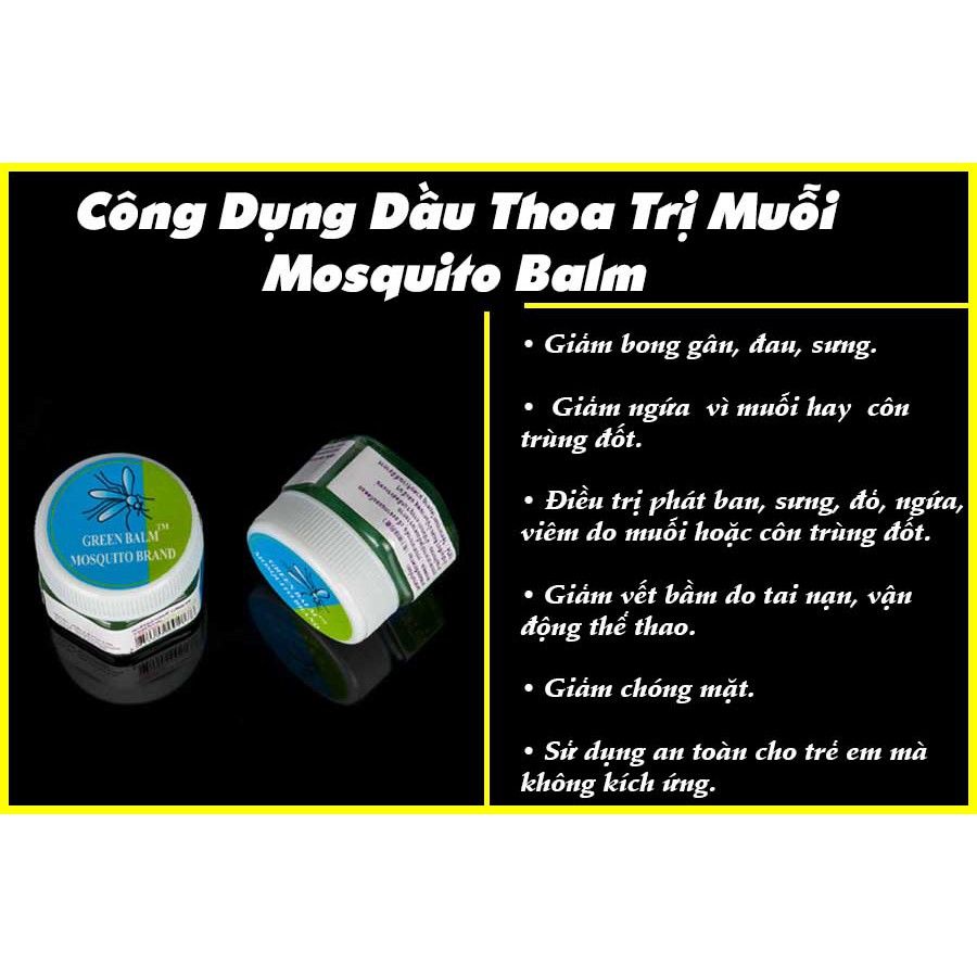 Cao Bôi Muỗi GREEN BALM MOSQUITO BRAND THÁI LAN - Dầu Bôi Vết Muỗi Đốt,Côn Trùng Cắn - Chống Muỗi Chống Côn Trùng - Cao Bôi Muỗi