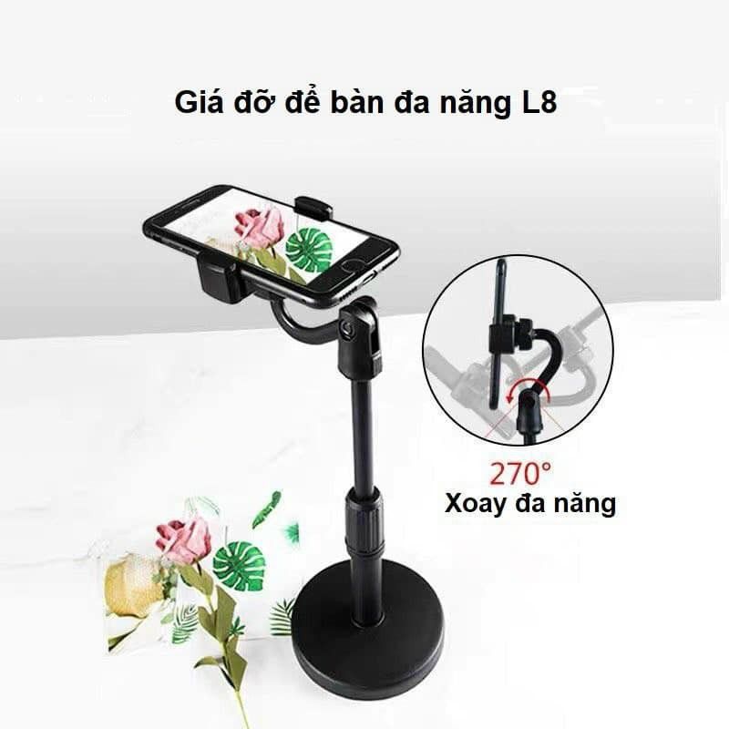 Giá Đỡ Điện Thoại L8 - Livestream,xem phim,giải trí - Quay 360 độ Tự Do Điều Chỉnh - Giá Đỡ ĐT Để Bàn
