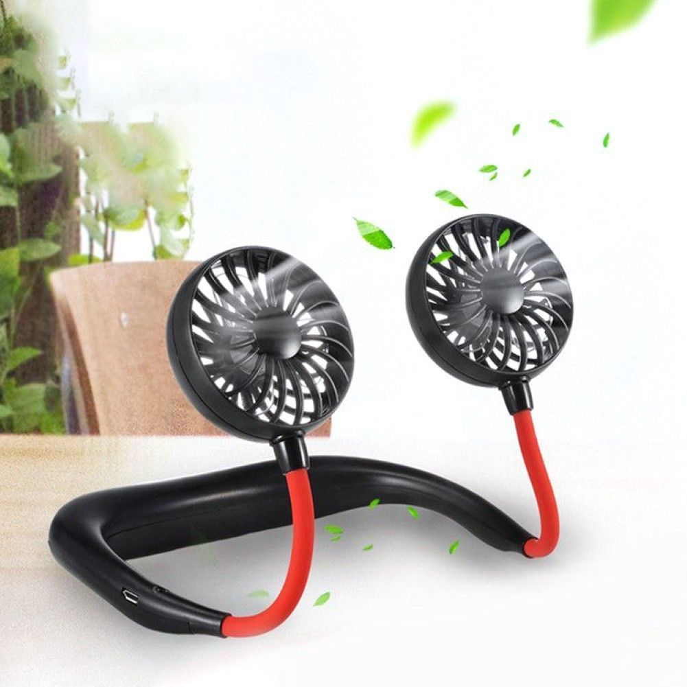 Quạt Đeo Cổ 2 Cánh Quạt 2 Bên Phù Hợp Người Tập Thể Thao Hoặc Thường Xuyên Phải Ra Ngoài - Giao Màu Ngẫu Nhiên - Quạt Đeo Cổ