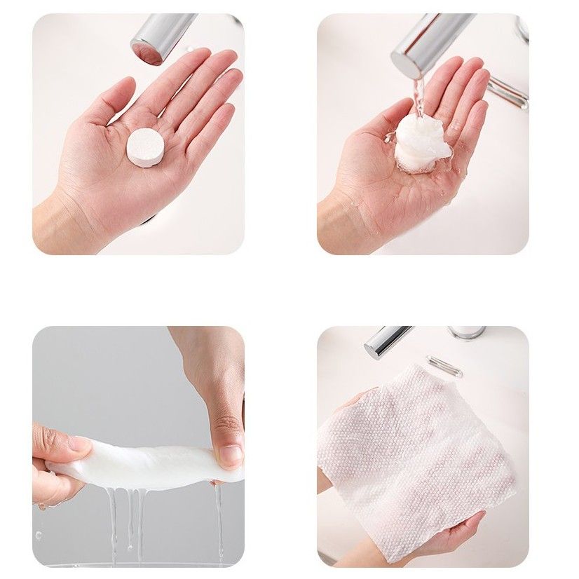 Gói 20 viên Khăn Giấy Nén Đa Năng Hàn Quốc 100% Cotton - Gói 20 Viên Khăn Nén