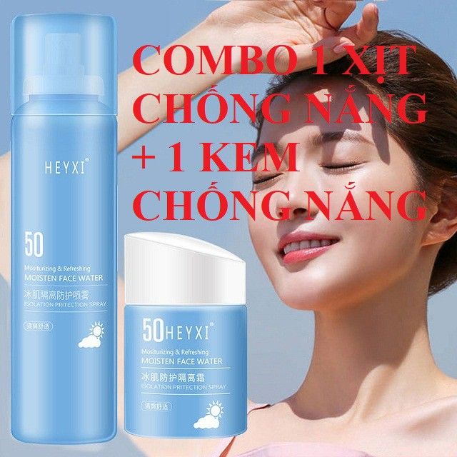 Combo 1 Cặp Xịt+Kem Chống Nắng HEYXI(1 Dài+1 Ngắn)