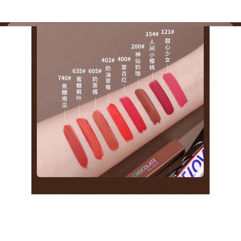 Son Kem Lì Chocolate SHELOVES Son Kem Chocolate Không Chì Chính Hãng (8 màu) - Ngẫu nhiên màu