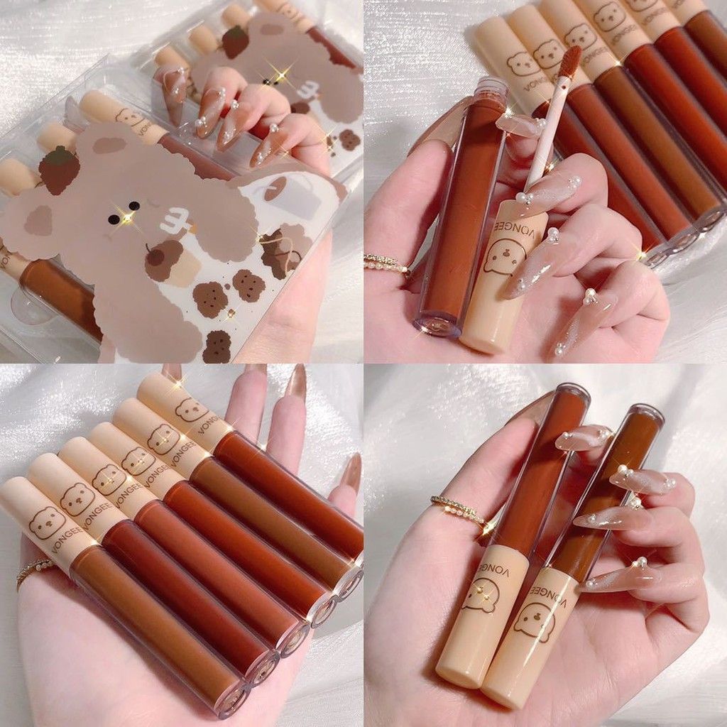 Set 4 Son Kem Lì VONGEE Gấu Nâu