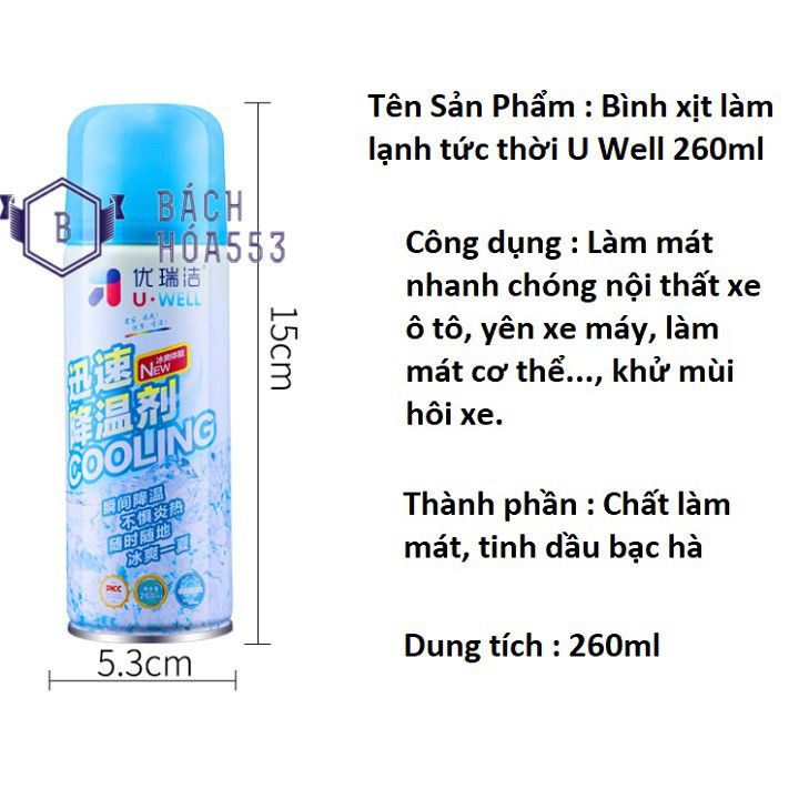 Bình Xịt Lạnh Làm Lạnh Siêu Nhanh COOLING 260ml