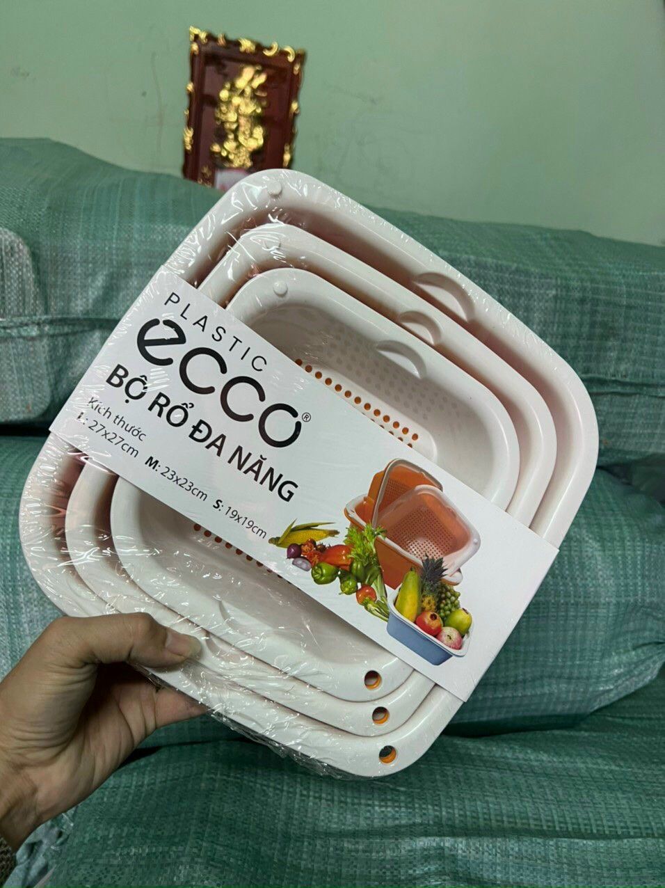 Set 3 Bộ Rổ Chậu Nhựa To Nhỏ Nhà Bếp ECCO(3 RỔ + 3 CHẬU)
