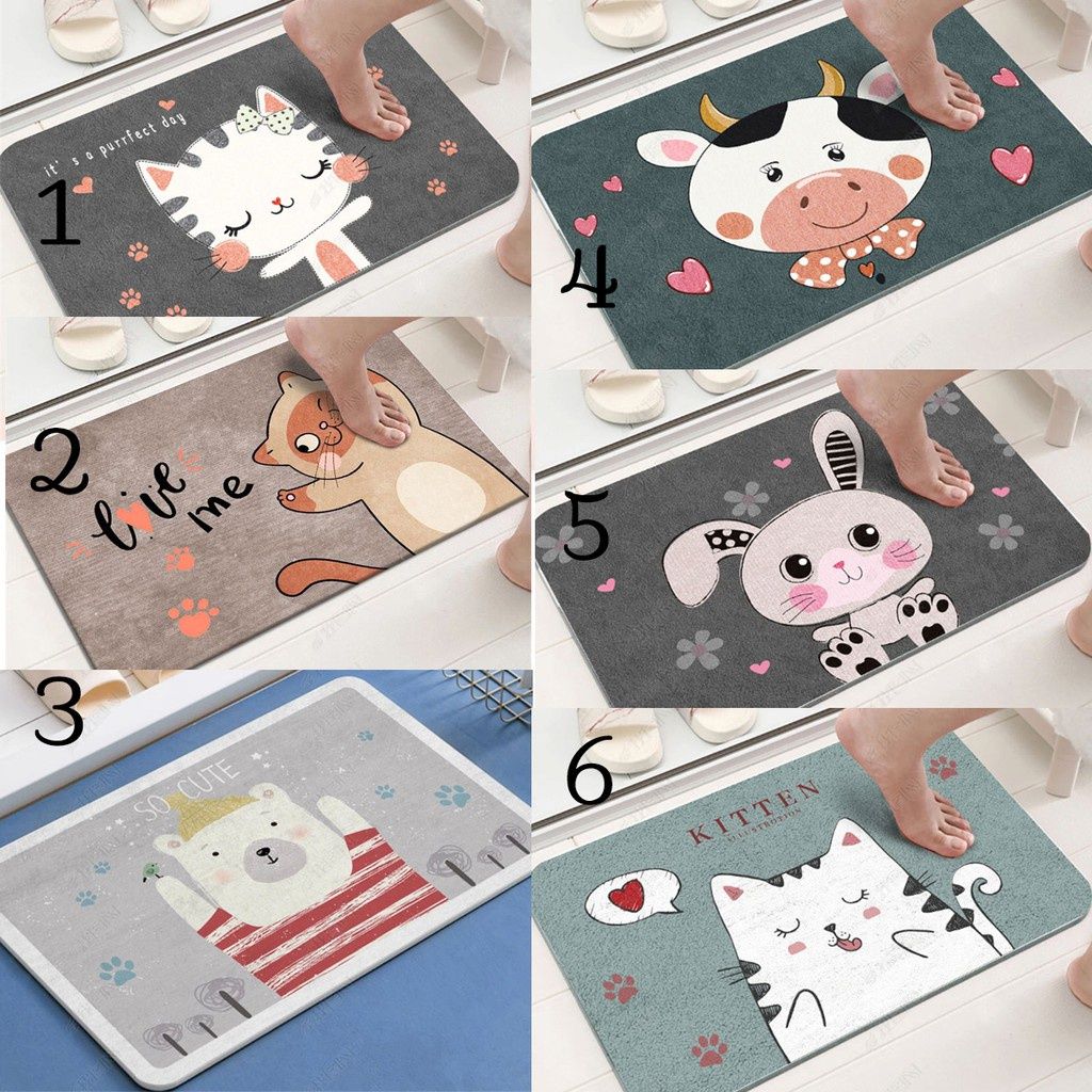 Thảm Chân Cute Hoạt Hình Chữ Nhật 60x30cm