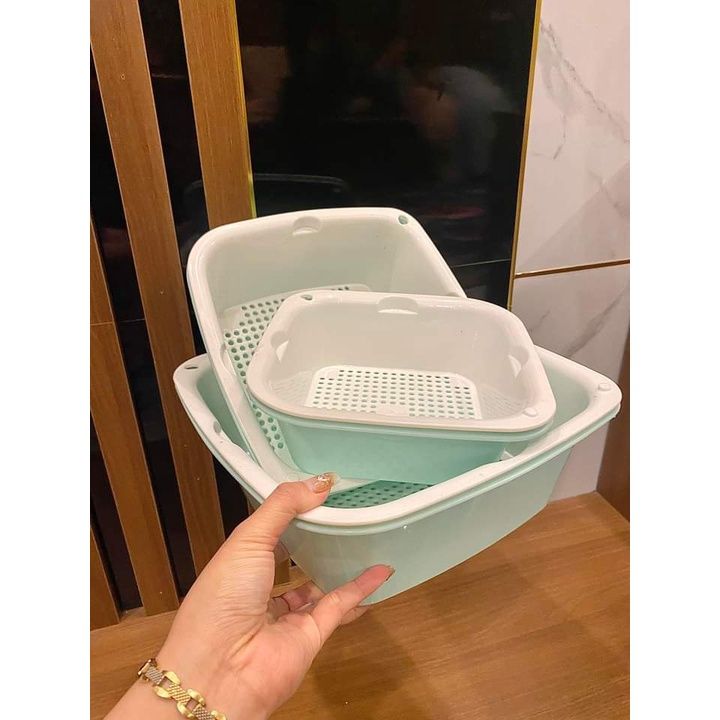 Set 3 Bộ Rổ Chậu Nhựa To Nhỏ Nhà Bếp ECCO(3 RỔ + 3 CHẬU)