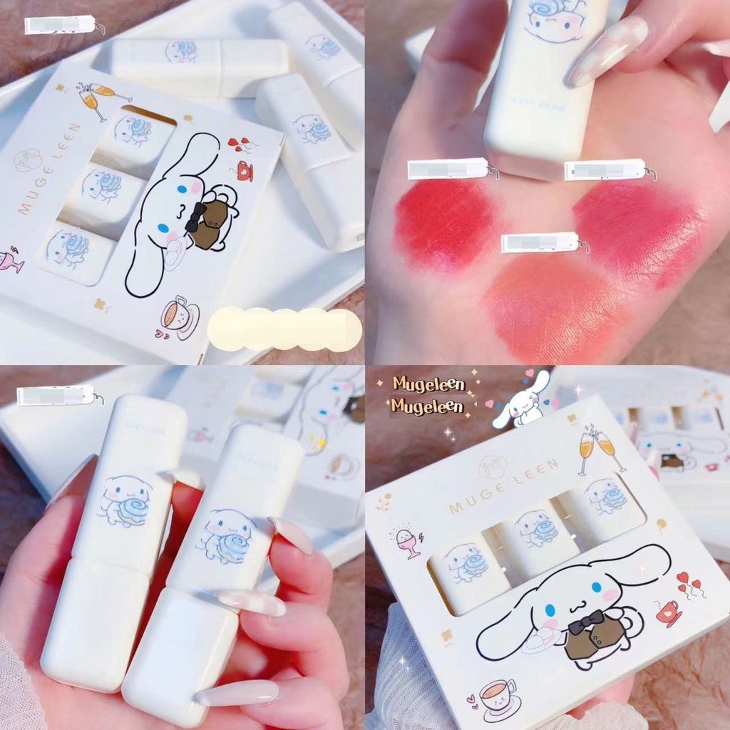 Set 3 Son Lì MUGE LEEN Thỏ Tai Dài(Trắng)