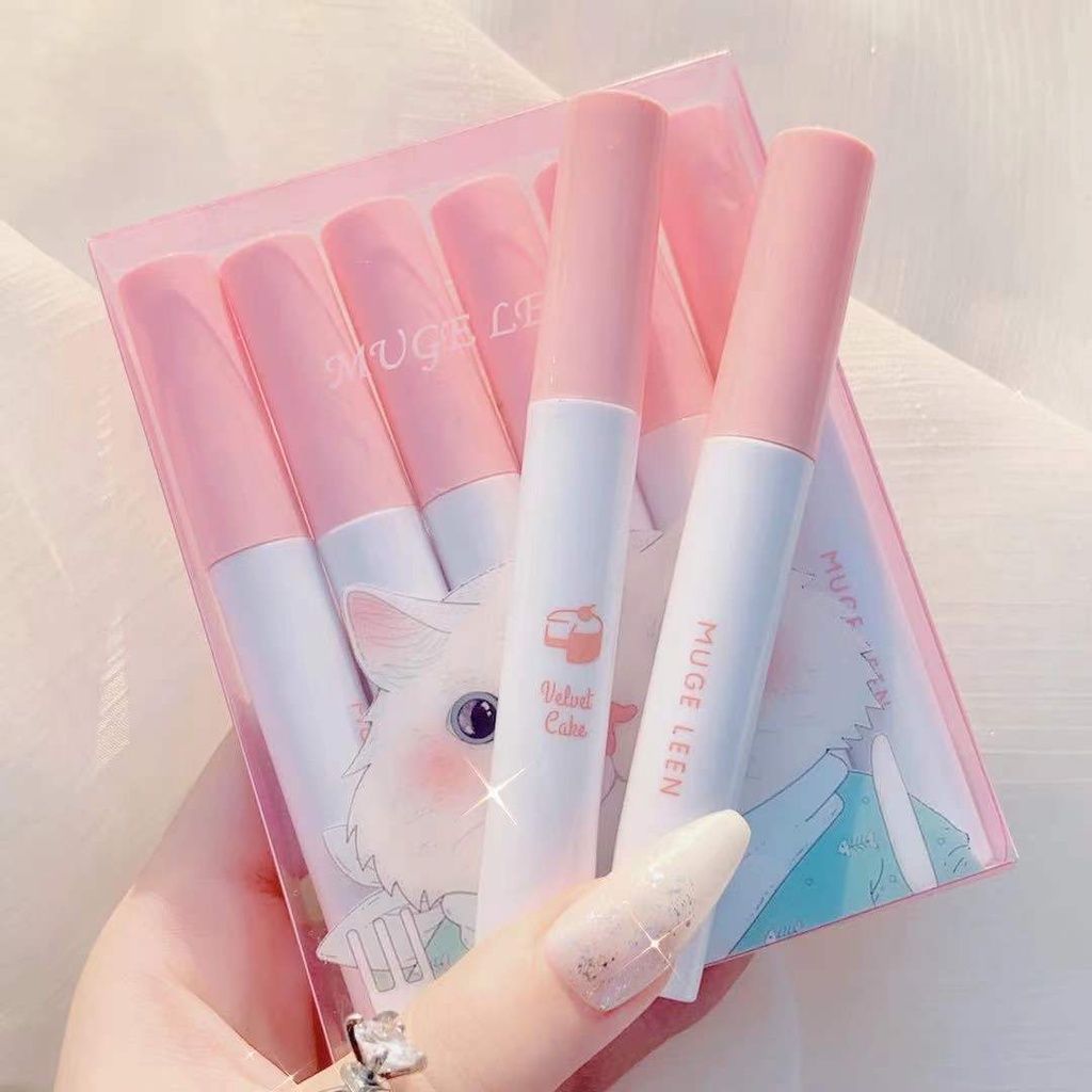 Set 6 Son Kem Lì MUGE LEEN Mèo Trắng