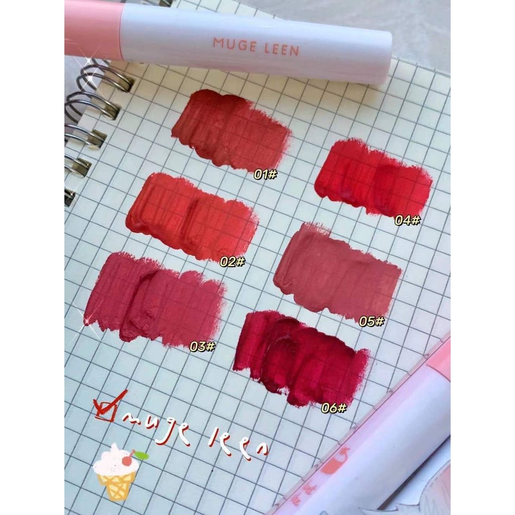 Set 6 Son Kem Lì MUGE LEEN Mèo Trắng