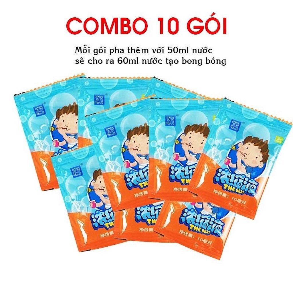 Combo 10 Gói Pha Nước Thổi Bong Bóng