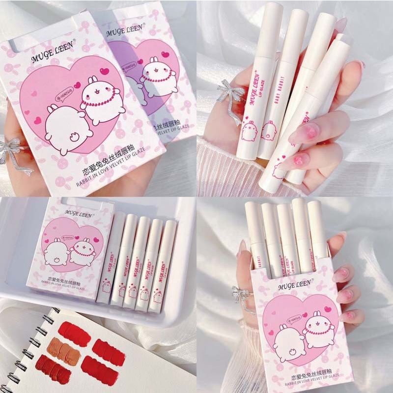 Set 5 Son Kem Lì MUGE LEEN Thỏ Love