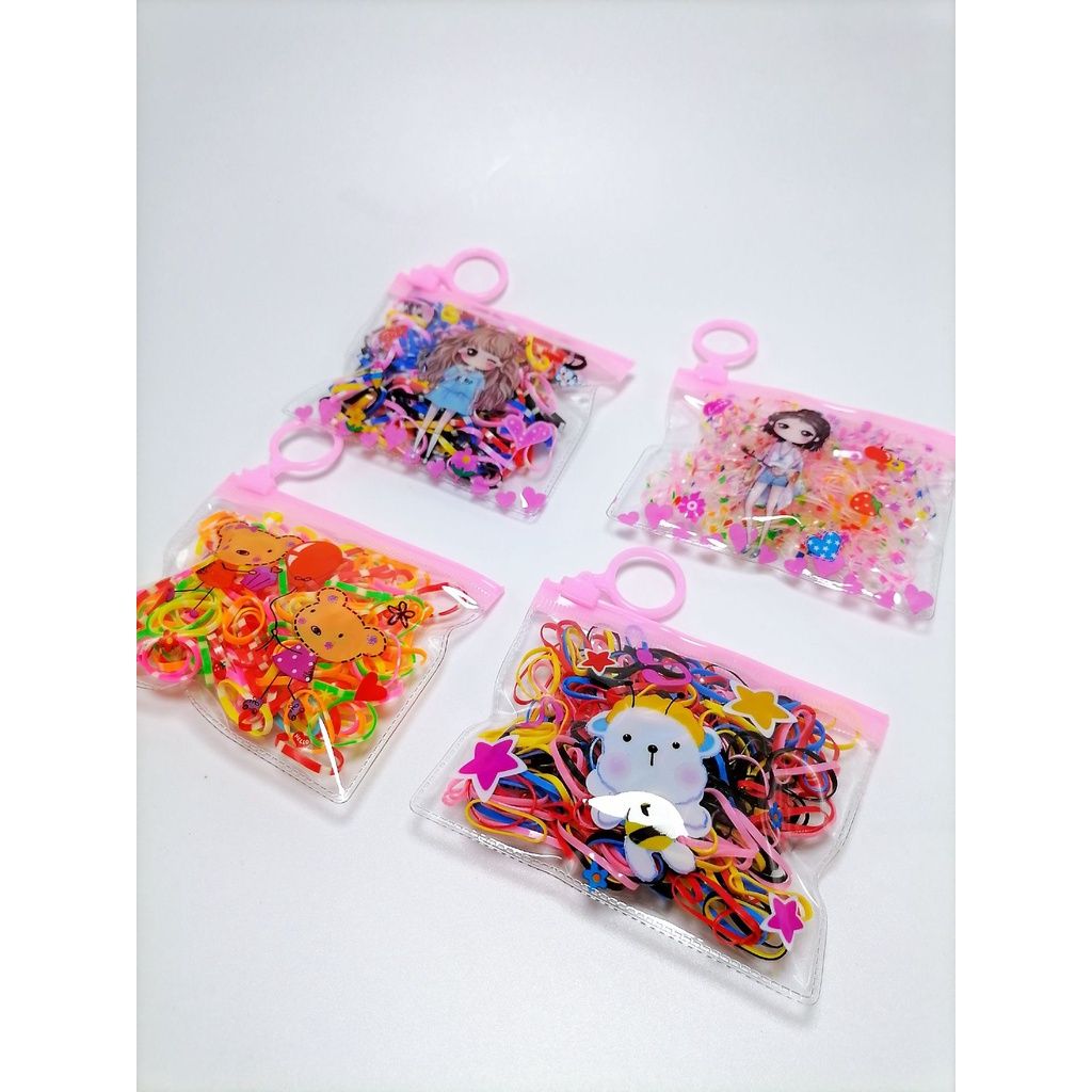 Set 200 Dây Buộc Tóc Túi Zip Cho Bé Cực Cute