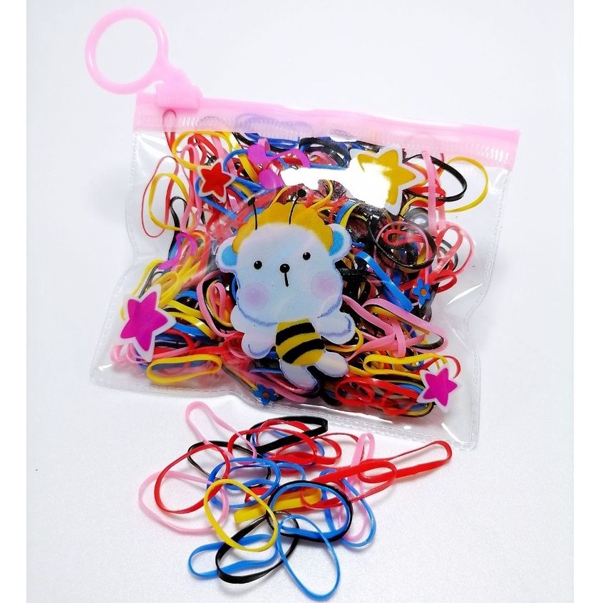 Set 200 Dây Buộc Tóc Túi Zip Cho Bé Cực Cute