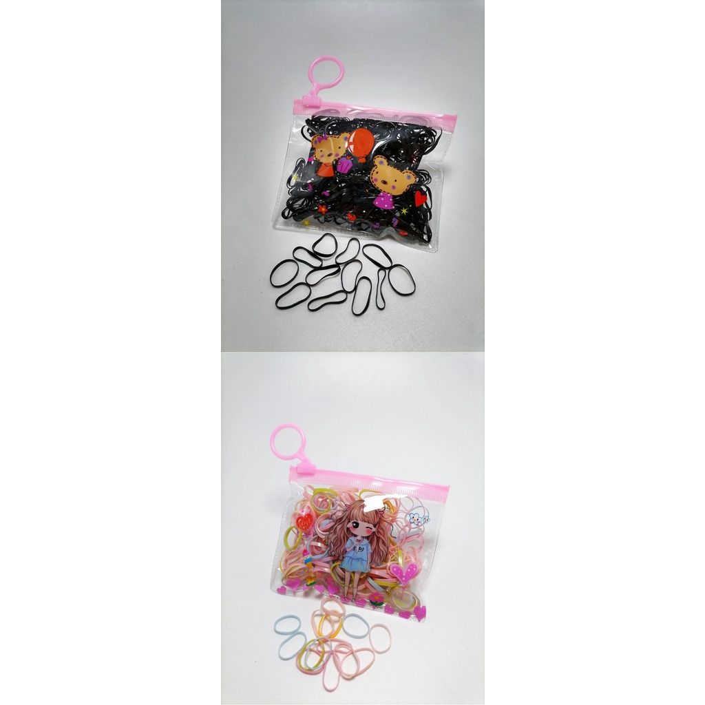 Set 200 Dây Buộc Tóc Túi Zip Cho Bé Cực Cute