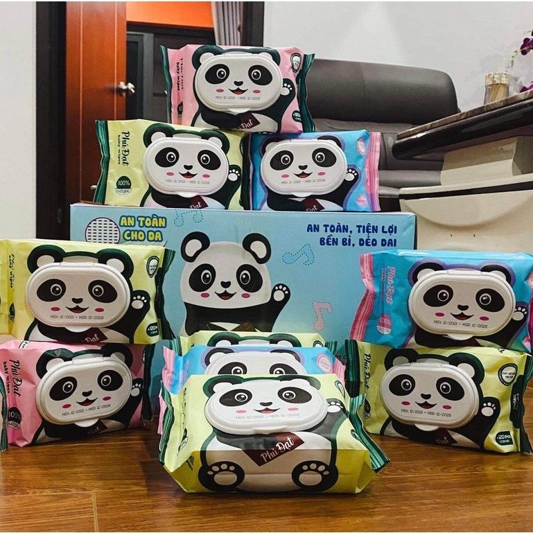 1 THÙNG 32 Gói Khăn Ướt Gấu Trúc An Toàn Cho Bé 120 Tờ(PHÚ ĐẠT)