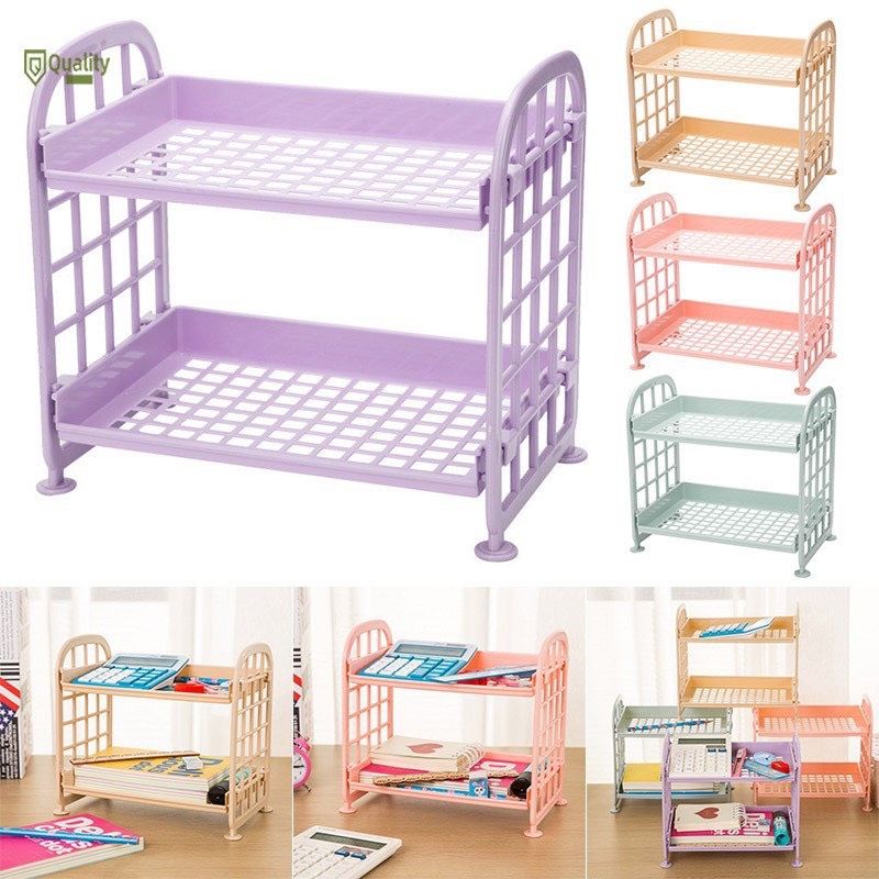 Kệ 2 Tầng Để Bàn Kiểu Caro Lắp Ghép 4 Chi Tiết MẪU MỚI