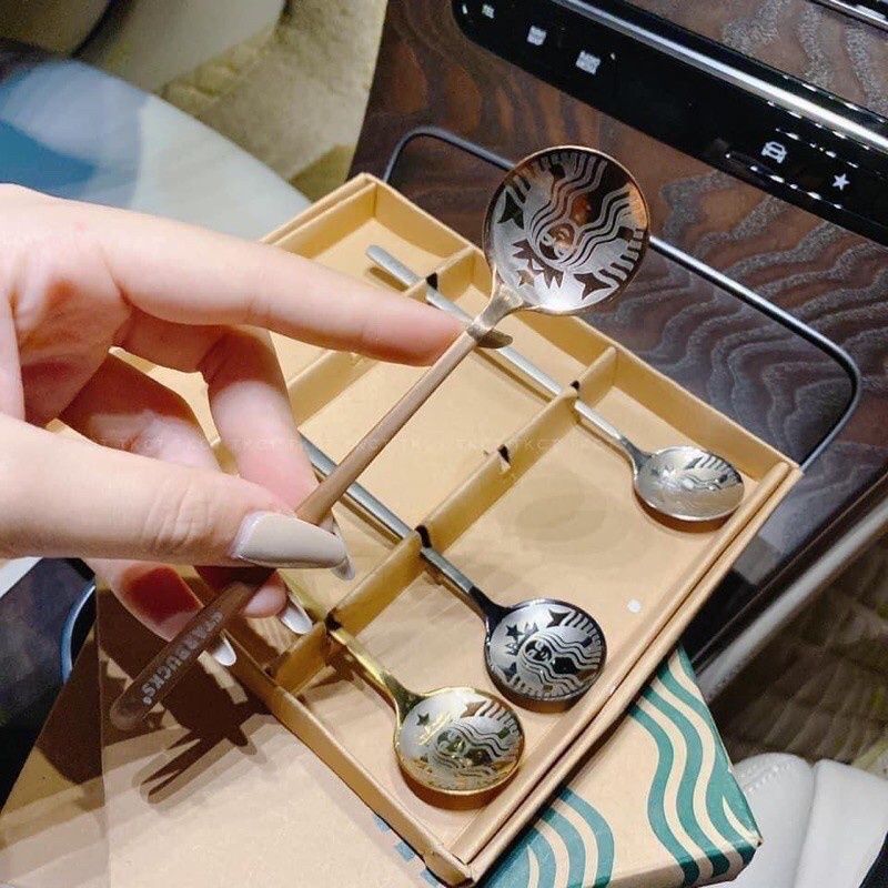 Set 4 Thìa Starbucks Siêu Đẹp(Loại Ngắn)