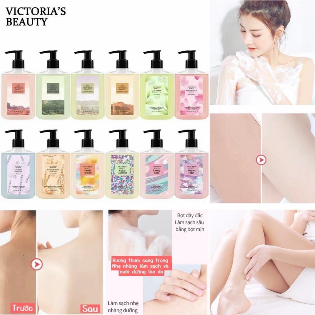 Sữa Tắm Nước Hoa Dưỡng Ẩm Sâu VICTORIA 236ml (Chai Vuông Vòi Đen)