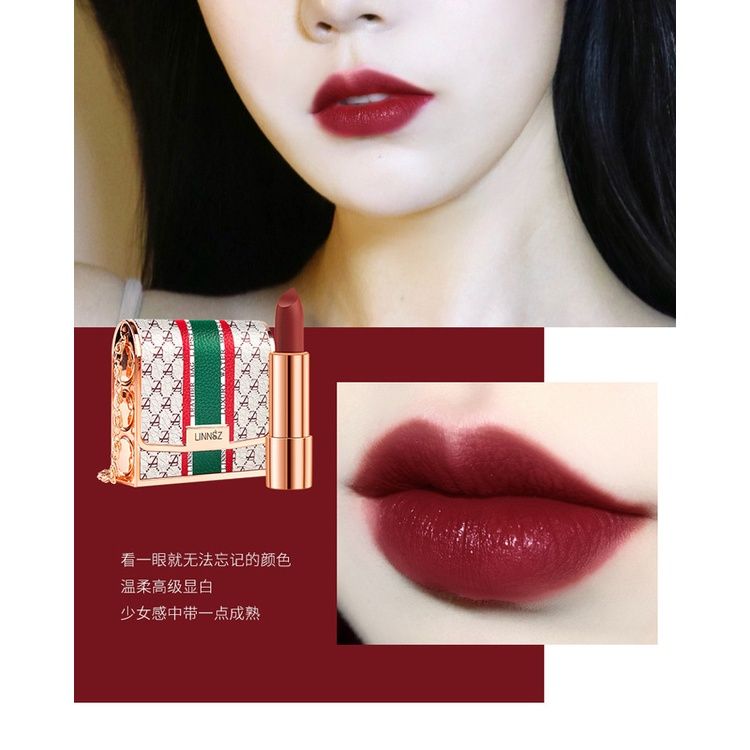 Set 3 Son Thỏi matte Túi Xách Linnsz Vàng "Style Gucci"