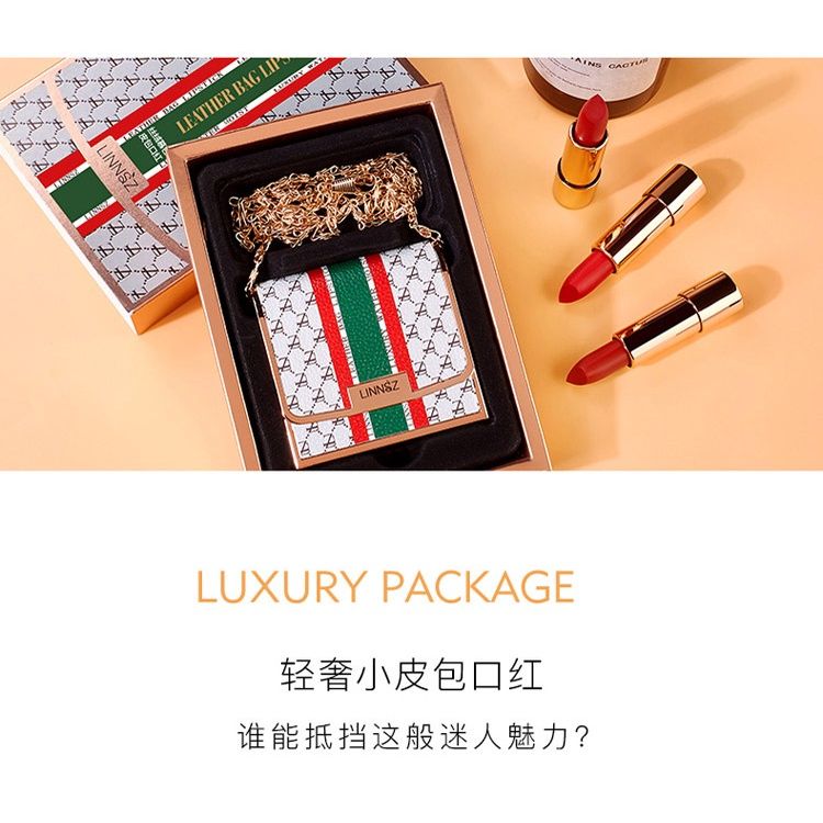 Set 3 Son Thỏi matte Túi Xách Linnsz Vàng "Style Gucci"