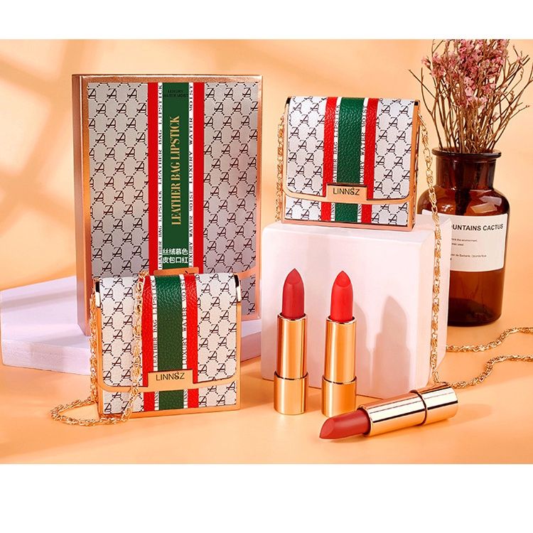 Set 3 Son Thỏi matte Túi Xách Linnsz Vàng "Style Gucci"