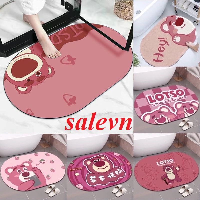 Thảm Chân Gấu Dâu LOTSO 60x40cm(Loại Vải,Đế Chống Trượt)