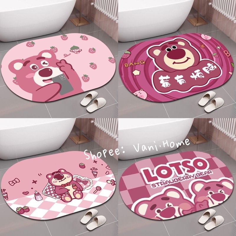 Thảm Chân Gấu Dâu LOTSO 60x40cm(Loại Vải,Đế Chống Trượt)
