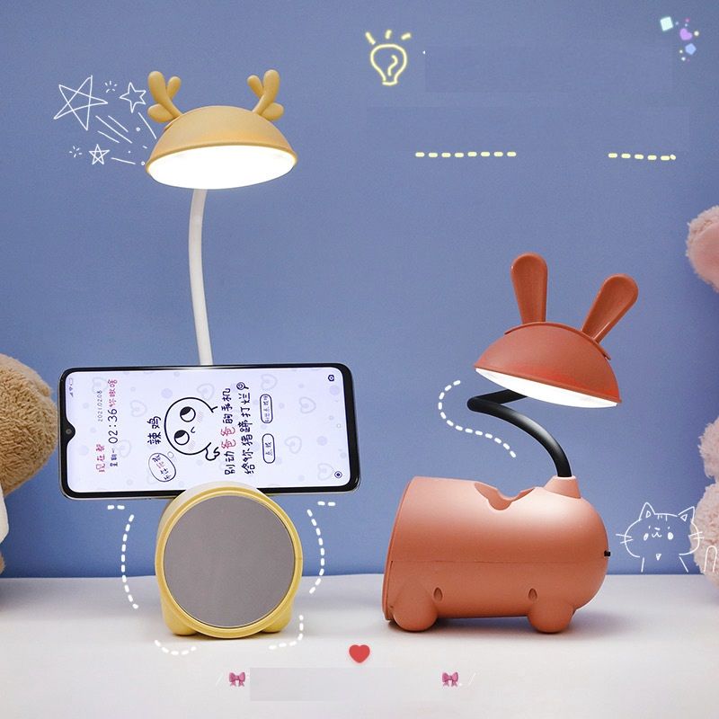 Đèn LED Tích Điện Để Bàn Kèm Gương Trang Điểm FY004 SIÊU CUTE