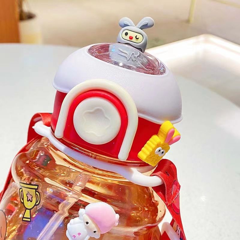 Bình Nước Gấu 1000ml Kèm Sticker & Dây Đeo Cute MÃ 1977