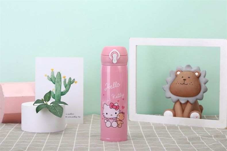 Bình iNox Giữ Nhiệt 500ml VACUUM FLASK Họa Tiết Hoạt Hình Ngẫu Nhiên