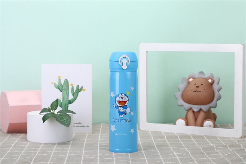 Bình iNox Giữ Nhiệt 500ml VACUUM FLASK Họa Tiết Hoạt Hình Ngẫu Nhiên