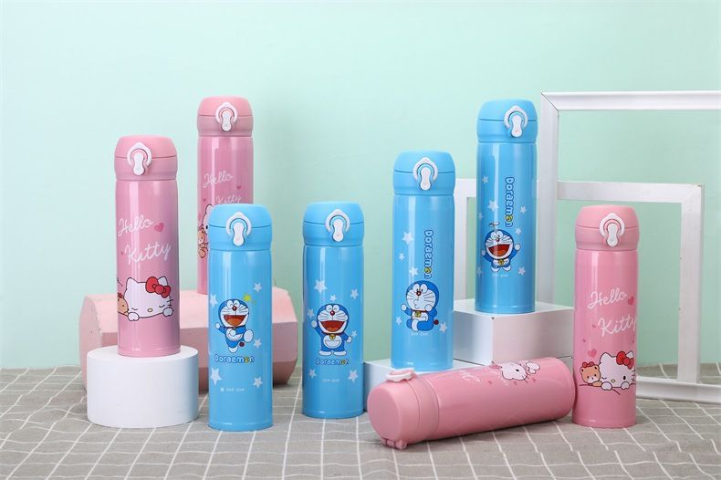 Bình iNox Giữ Nhiệt 500ml VACUUM FLASK Họa Tiết Hoạt Hình Ngẫu Nhiên