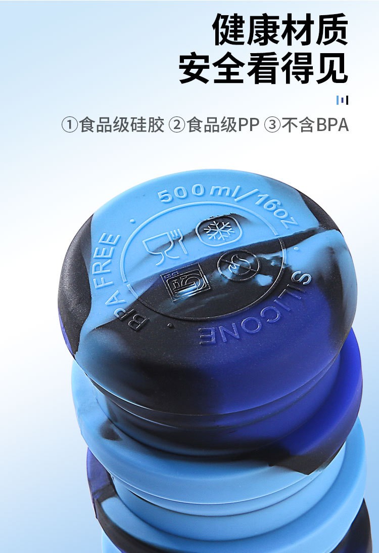 Bình Nước Xếp Gọn Đa Sắc 225-500ml Có Móc Treo