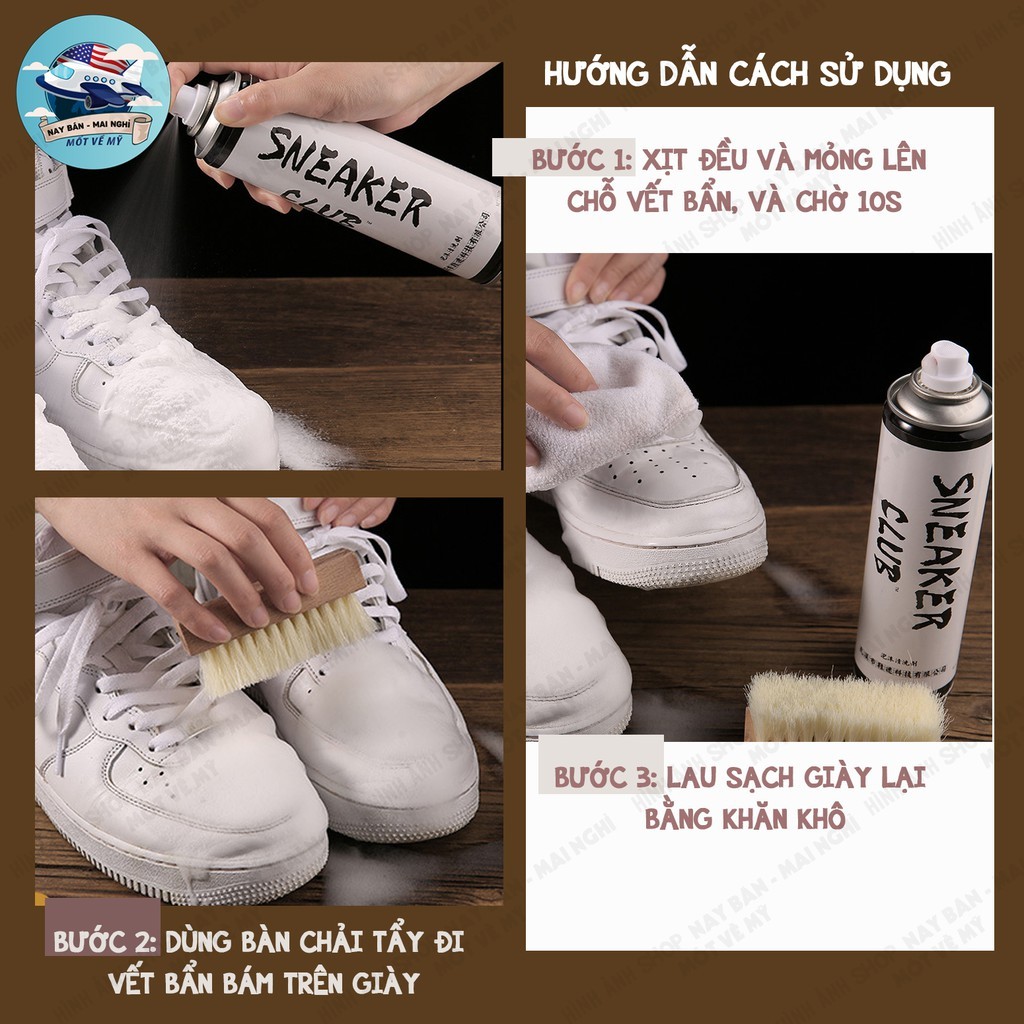 Chai Xịt Bọt Tuyết Vệ Sinh Giày SNEAKER CLUB 300ML(CHAI TRẮNG)