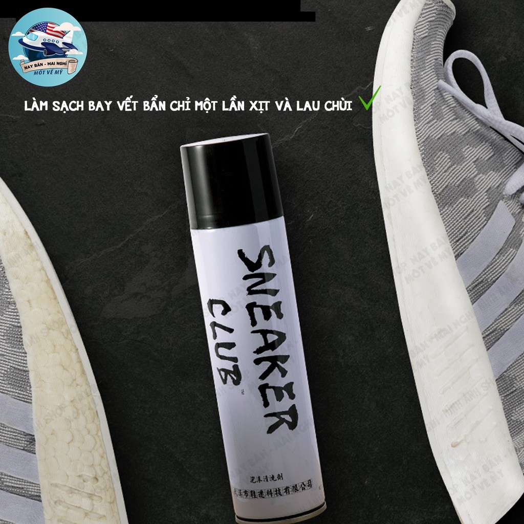 Chai Xịt Bọt Tuyết Vệ Sinh Giày SNEAKER CLUB 300ML(CHAI TRẮNG)
