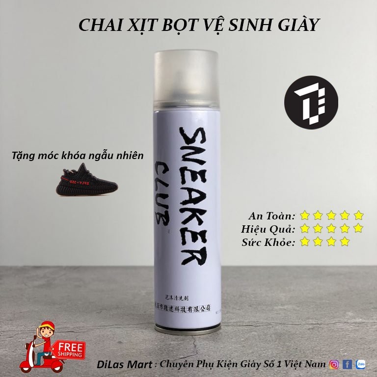 Chai Xịt Bọt Tuyết Vệ Sinh Giày SNEAKER CLUB 300ML(CHAI TRẮNG)
