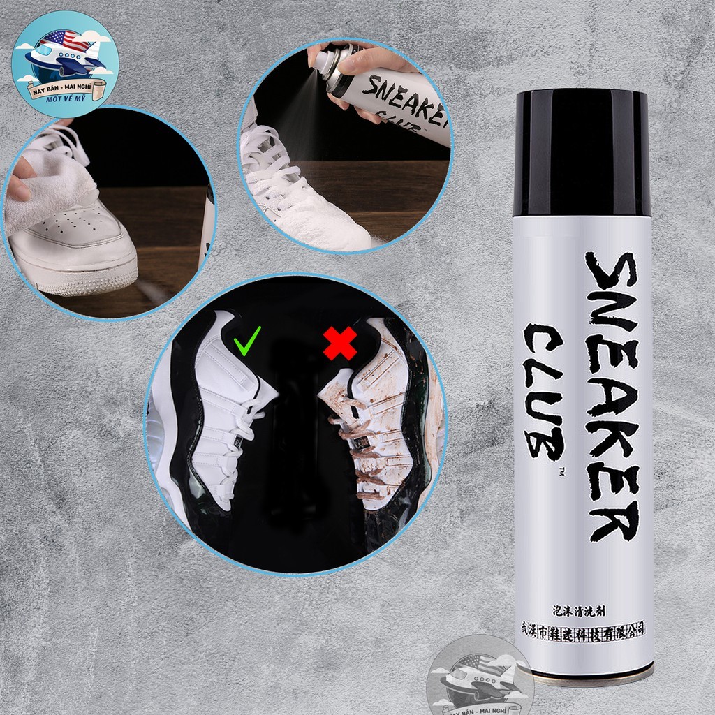 Chai Xịt Bọt Tuyết Vệ Sinh Giày SNEAKER CLUB 300ML(CHAI TRẮNG)
