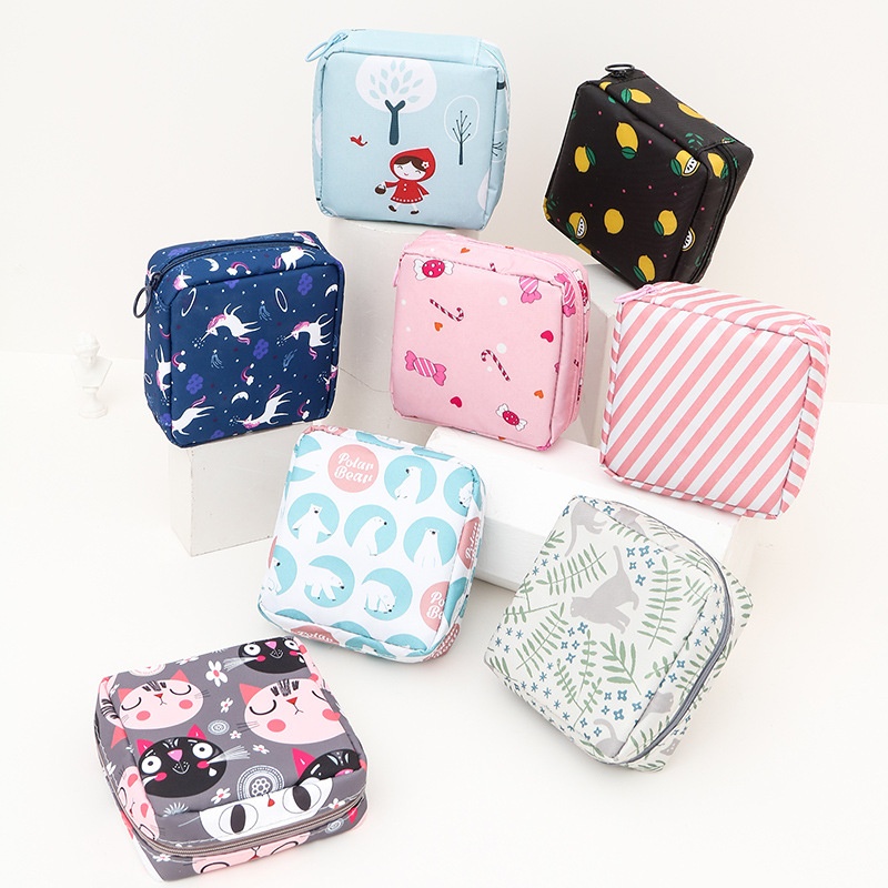 Túi Đựng Đồ Trang Điểm Mini Họa Tiết Cute 13x13x5cm(MỚI)