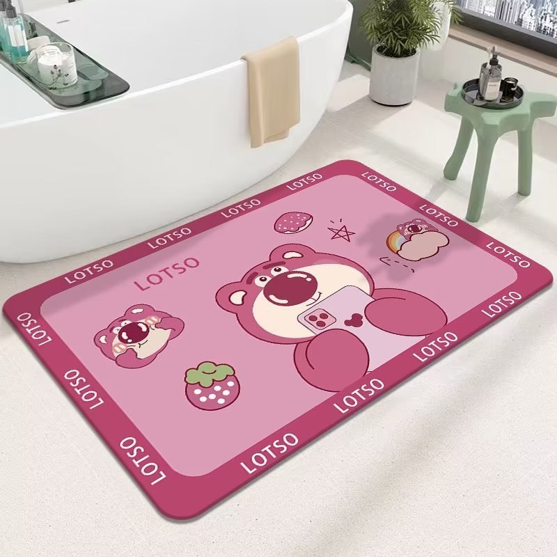 Thảm Chân Gấu Dâu LOTSO 60x40cm(Loại Vải,Đế Chống Trượt)