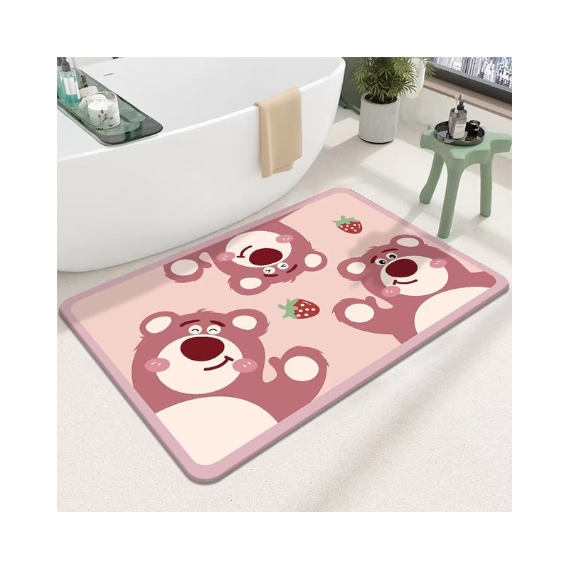 Thảm Chân Gấu Dâu LOTSO 60x40cm(Loại Vải,Đế Chống Trượt)