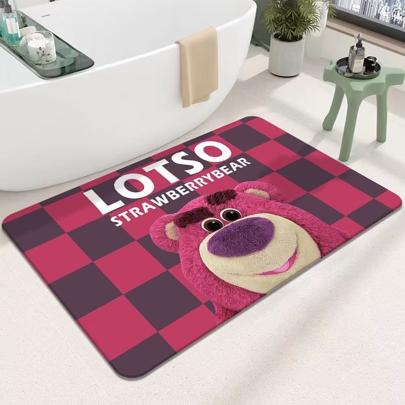 Thảm Chân Gấu Dâu LOTSO 60x40cm(Loại Vải,Đế Chống Trượt)